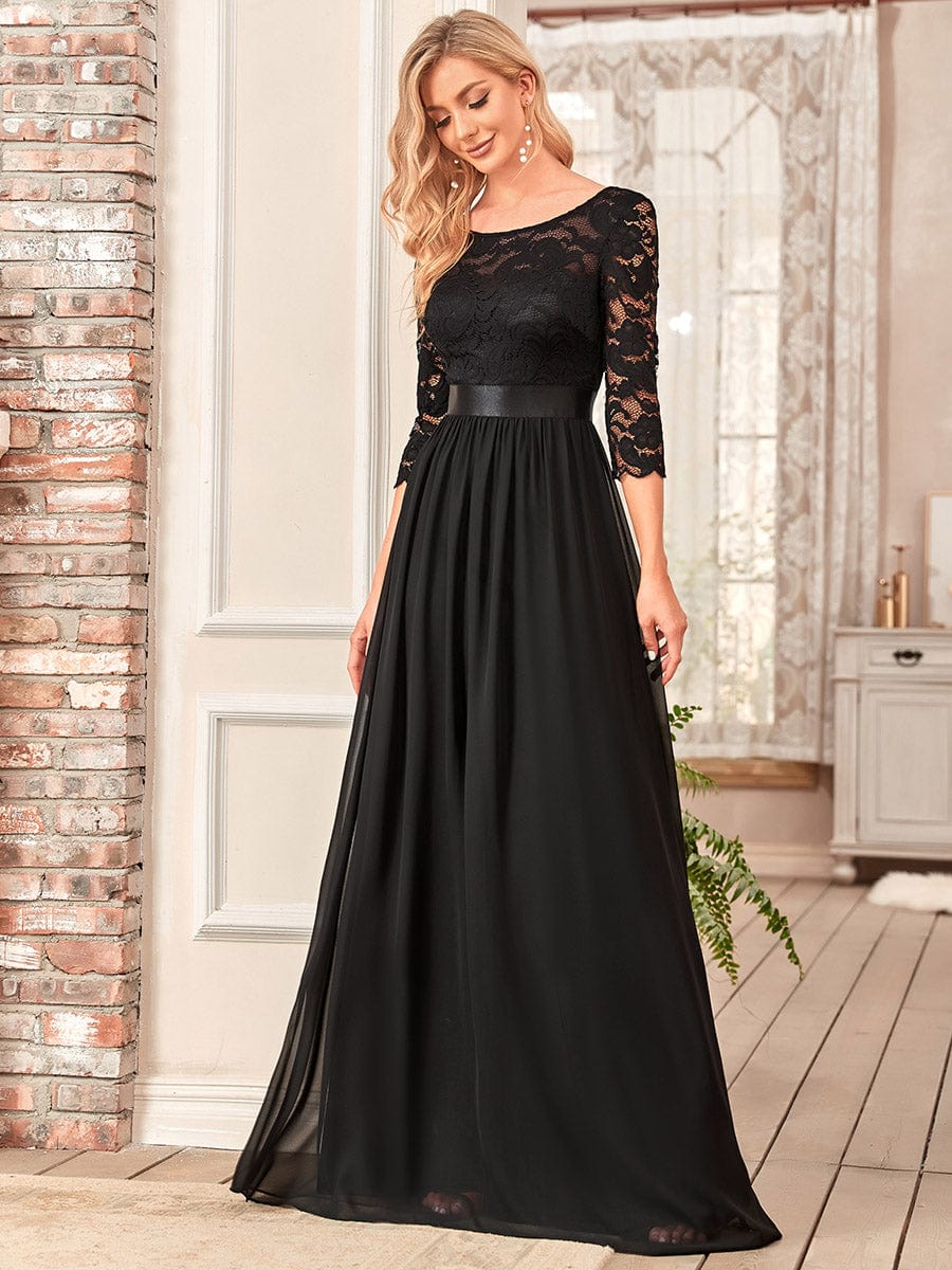 Elegant Lace Sleeve Formal Bridesmaid Dress