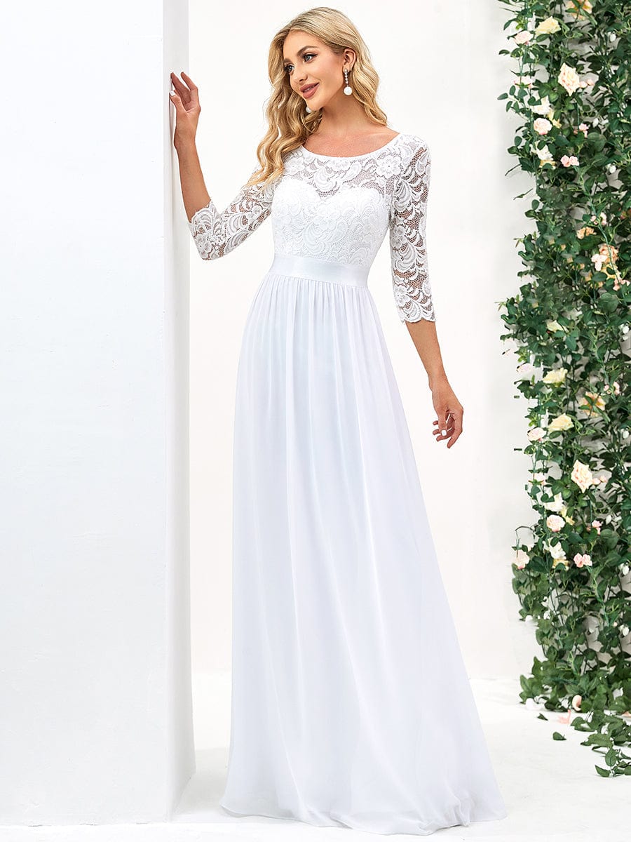 Elegant Lace Sleeve Formal Bridesmaid Dress