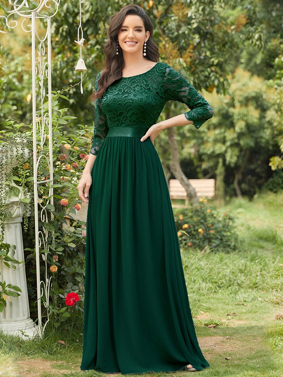 Elegant Lace Sleeve Formal Bridesmaid Dress