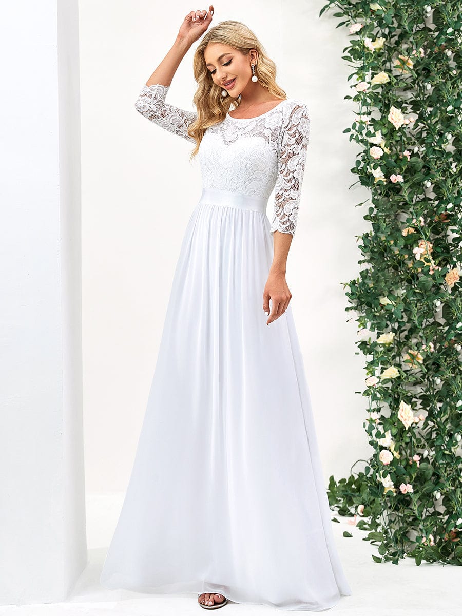 Elegant Lace Sleeve Formal Bridesmaid Dress