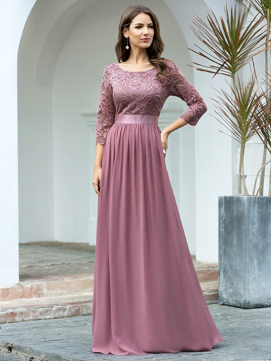 Elegant Lace Sleeve Formal Bridesmaid Dress