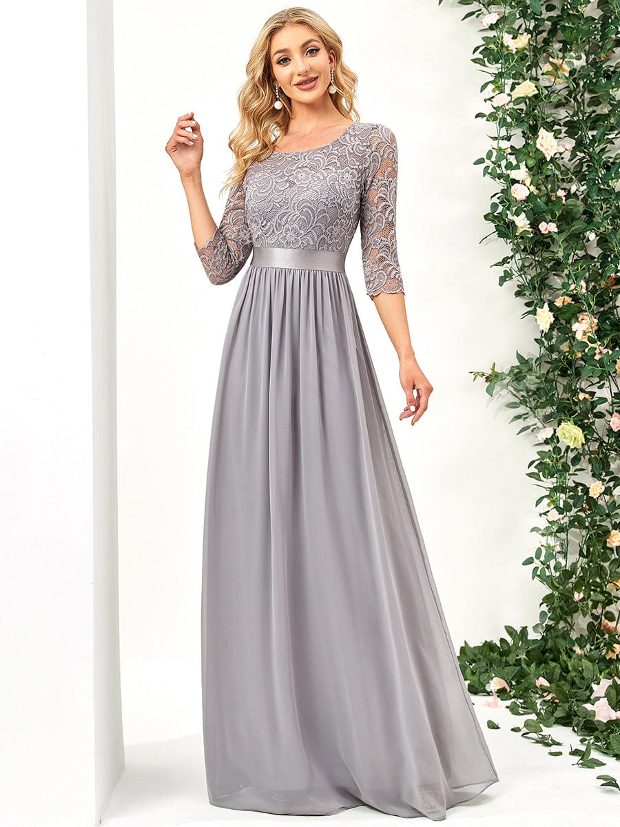 Elegant Lace Sleeve Formal Bridesmaid Dress