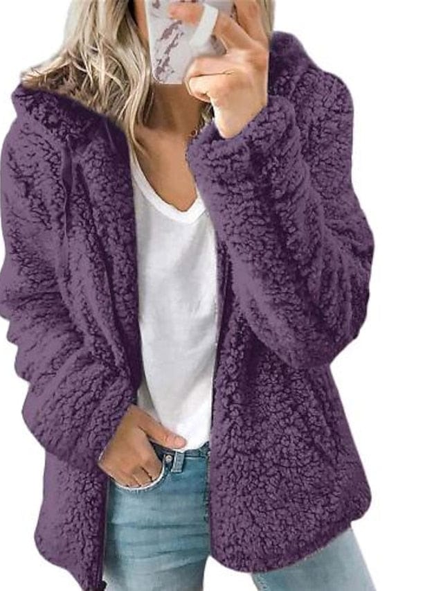 Women's Chic and Modern Women's Sherpa Teddy Coat Zip-Up Hoodie for Daily Fall Wardrobe with practical styling and dependable silhouette control.