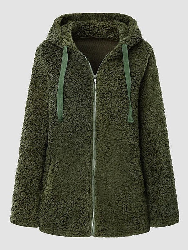 Women's Chic and Modern Women's Sherpa Teddy Coat Zip-Up Hoodie for Daily Fall Wardrobe with practical styling and dependable silhouette control.
