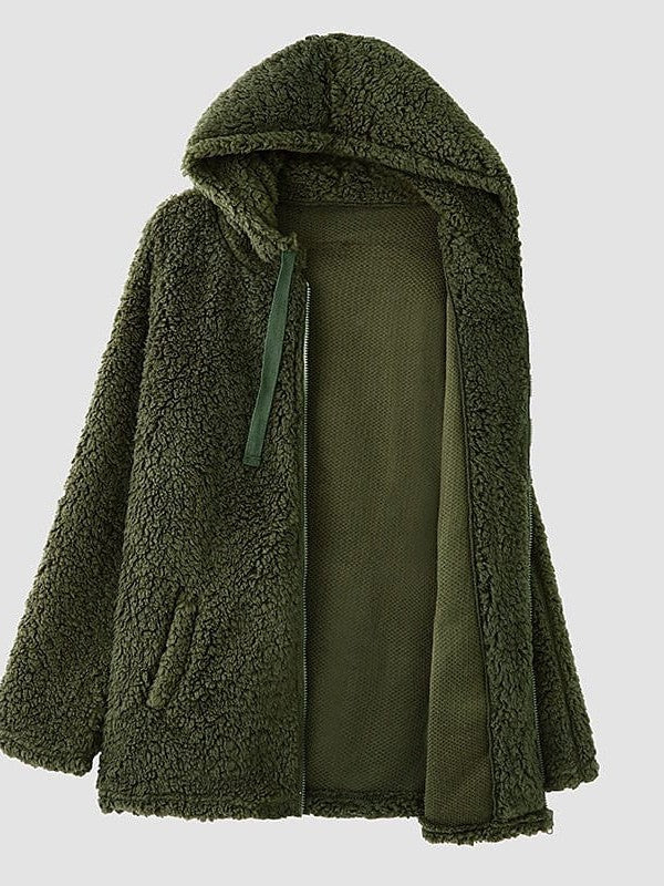 Women's Chic and Modern Women's Sherpa Teddy Coat Zip-Up Hoodie for Daily Fall Wardrobe with practical styling and dependable silhouette control.