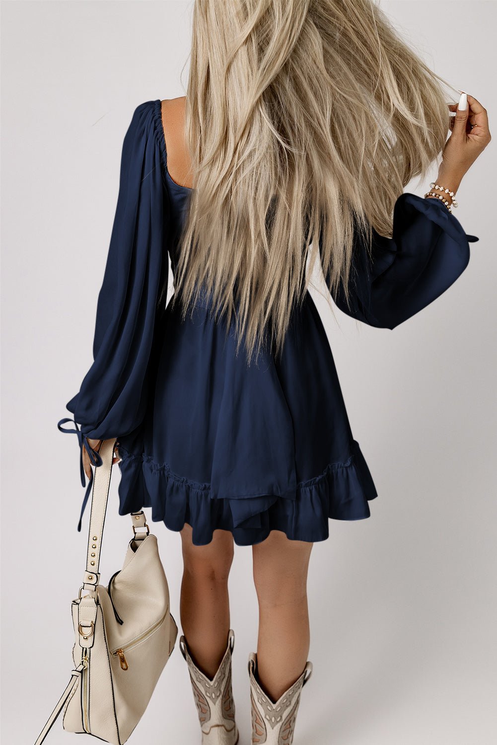 Chic Women's Square Neck Mini Dress - Flattering Fit, Elegant Style, Available in Vibrant Colors for Every Occasion