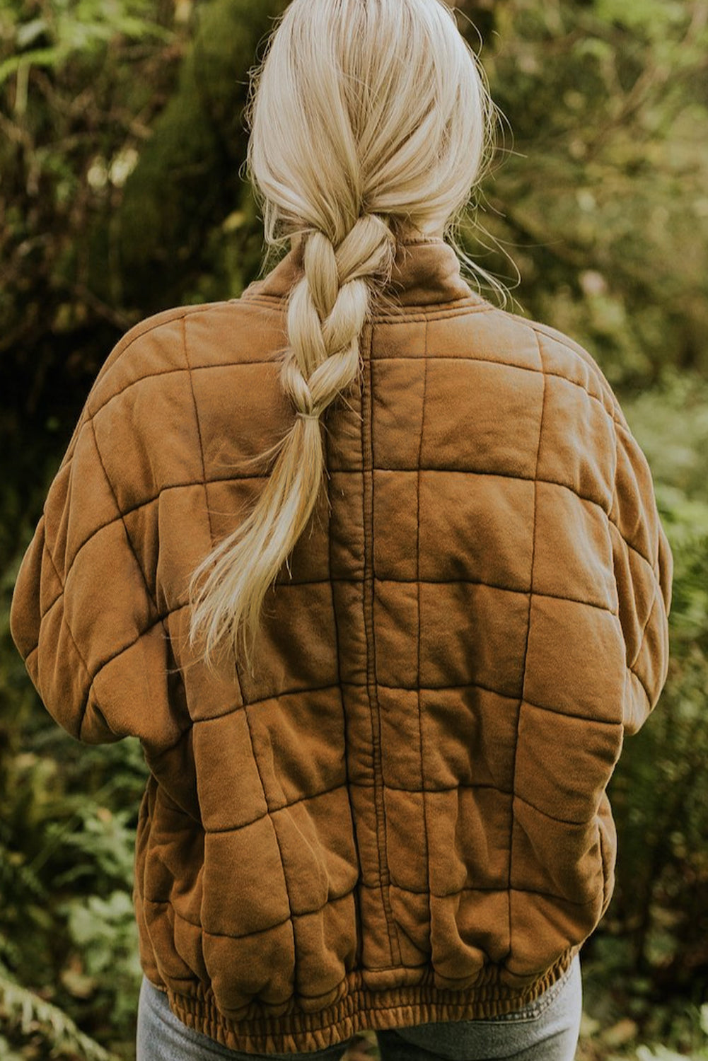 Women's Cozy Chestnut Quilted Winter Jacket - Stylish Zip-Up Outerwear with Pockets for Warmth and Comfort