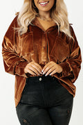Elegant Plus Size Velvet Shirt for Women - Soft Luxe Fabric, Flattering Fit, Ideal for Casual or Dressy Events