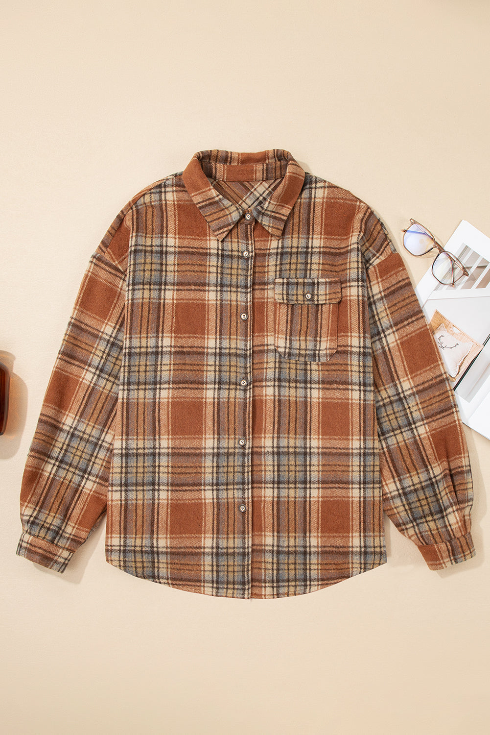 Plus Size Women's Cozy Plaid Shacket Jacket - Trendy Layer for Fall Style & Casual Outings