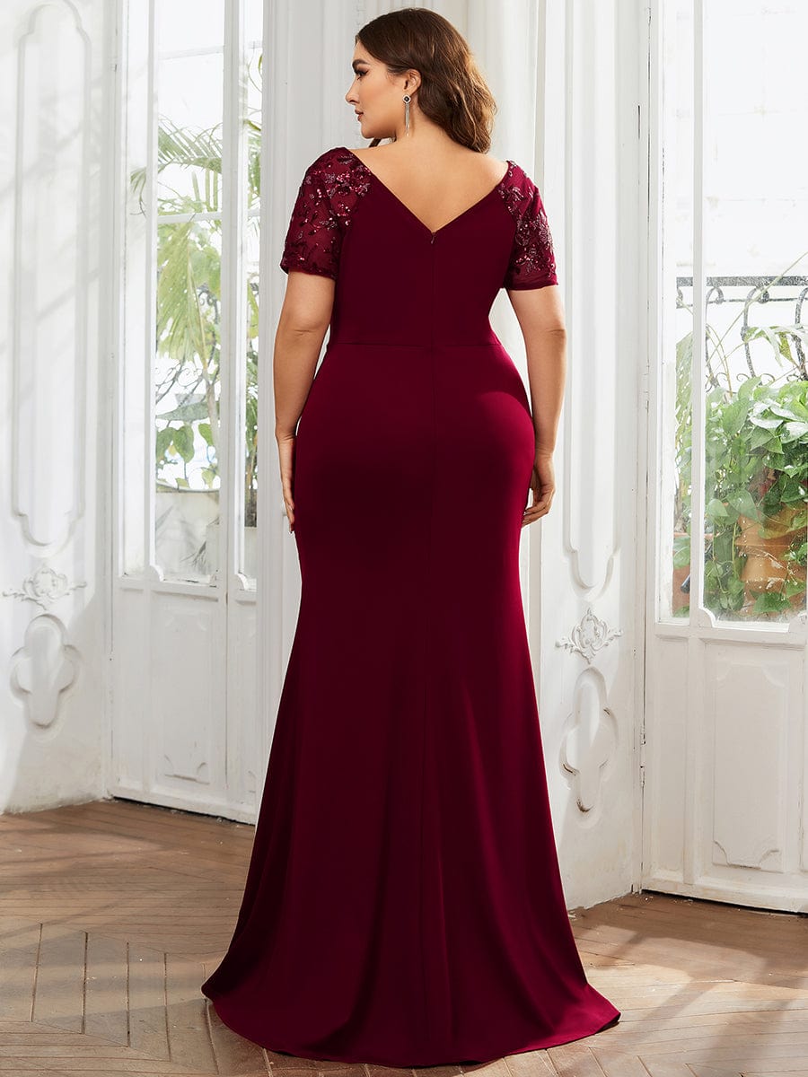Sequin V-Neck Mother of the Bride Dress