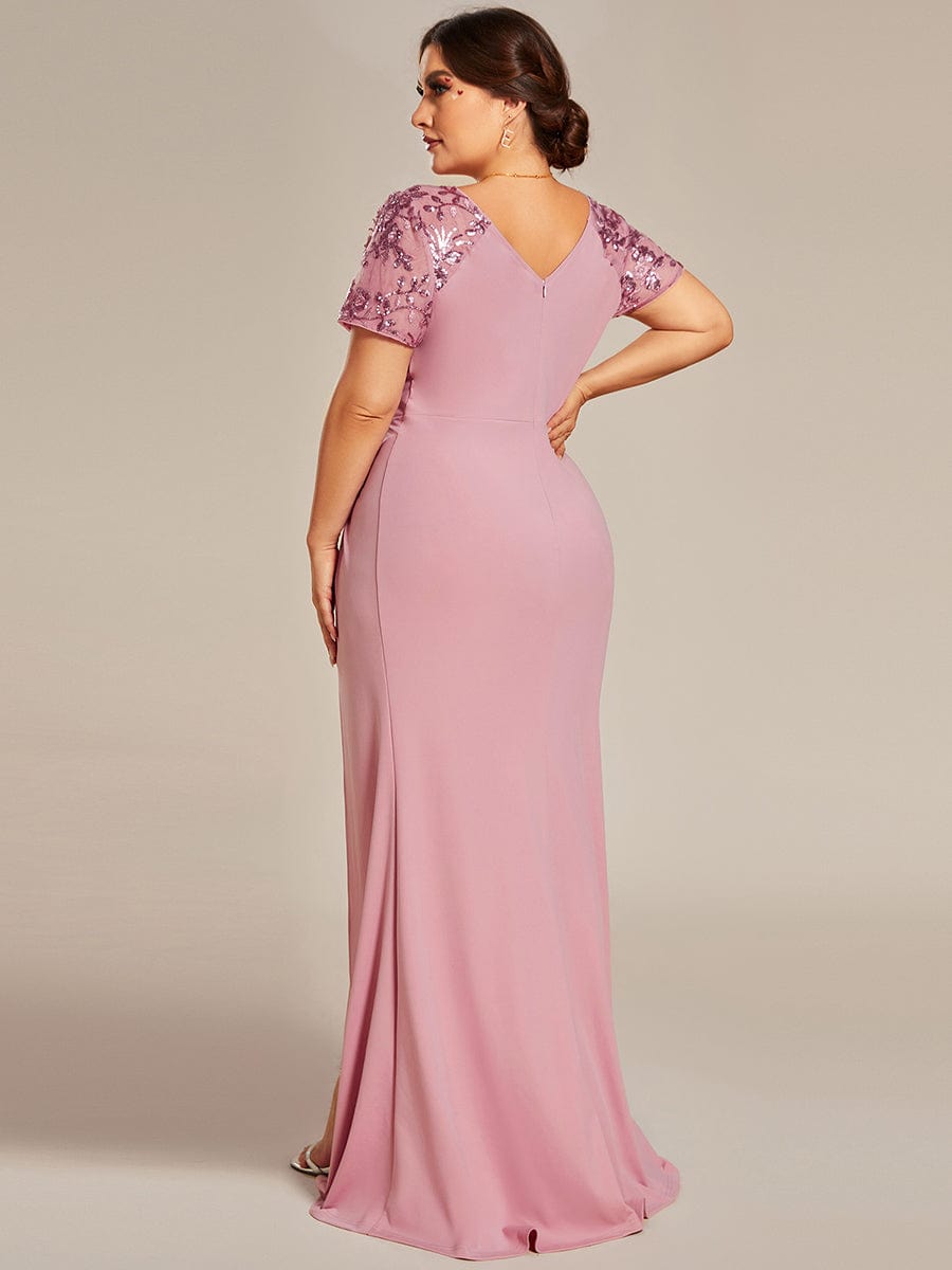 Sequin V-Neck Mother of the Bride Dress