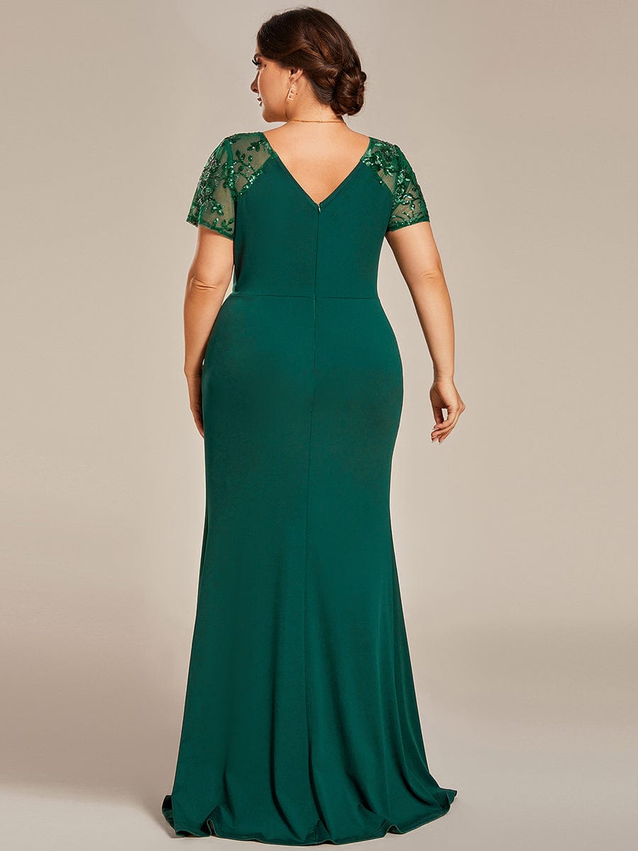 Sequin V-Neck Mother of the Bride Dress