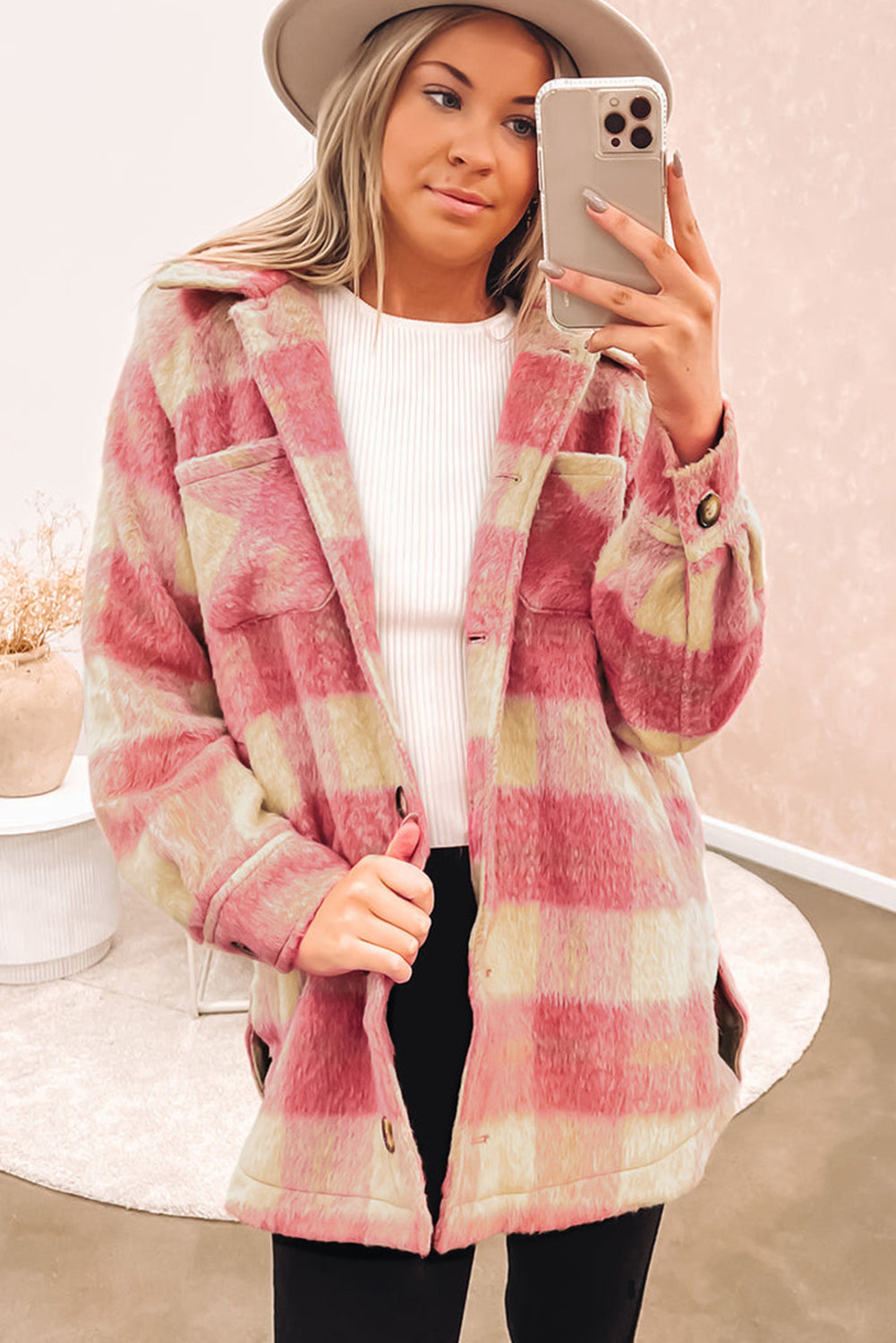 Warm Plaid Jacket for Cold Weather