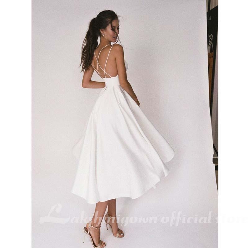Short Beach Wedding Dress – Chic & Modern A-Line Bridal Style, Custom Made