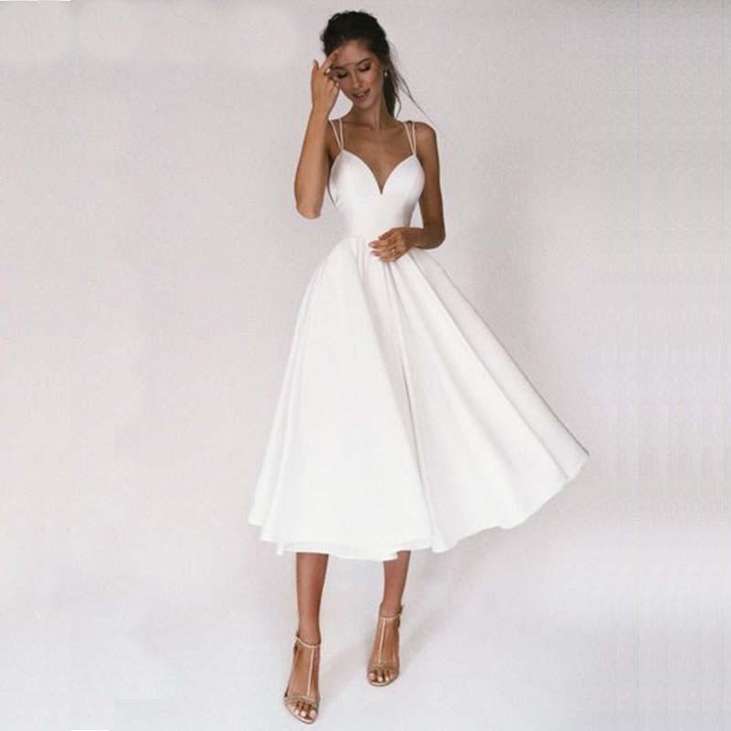 Short Beach Wedding Dress – Chic & Modern A-Line Bridal Style, Custom Made