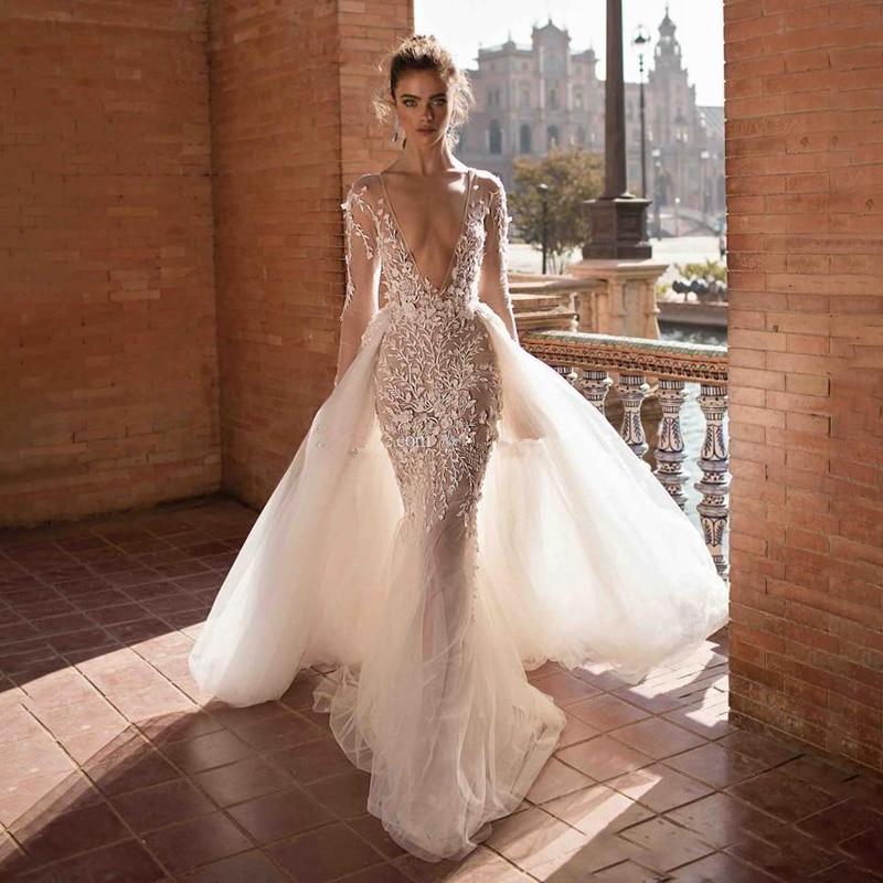 Sexy Backless Bohemian Mermaid Beach Wedding Dress – Flattering Boho Silhouette, Custom Made