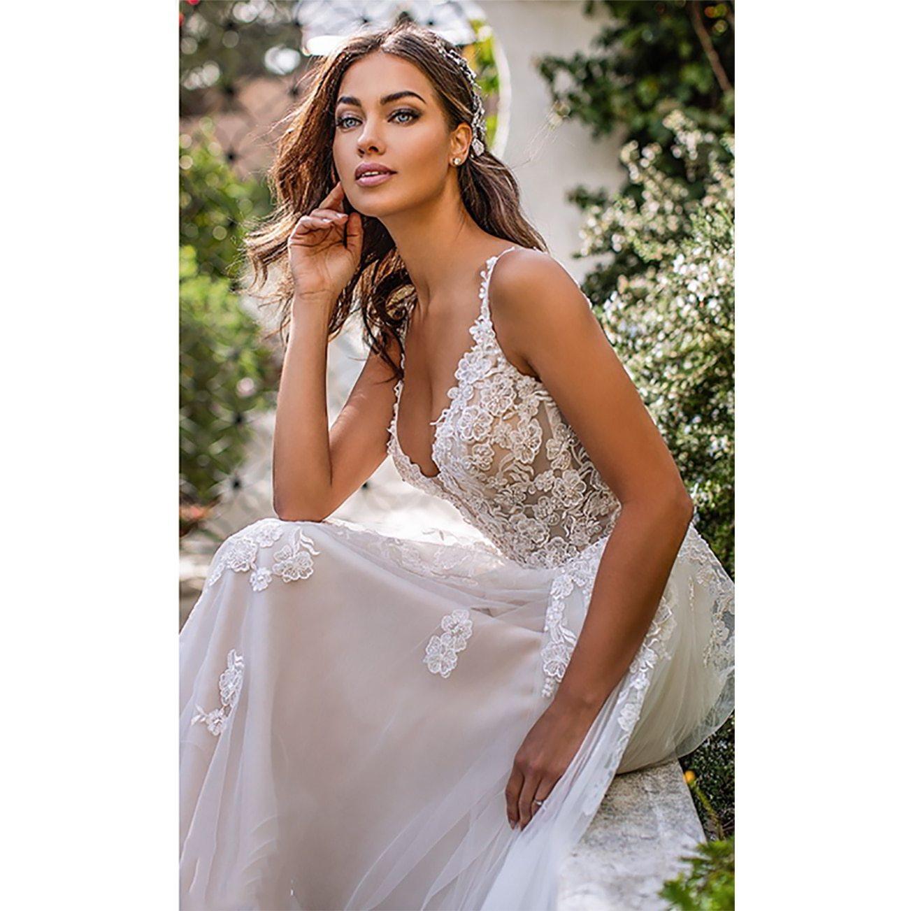 Boho A-Line Wedding Dress – Sexy Backless Long Beach Bridal Gown, Custom Made