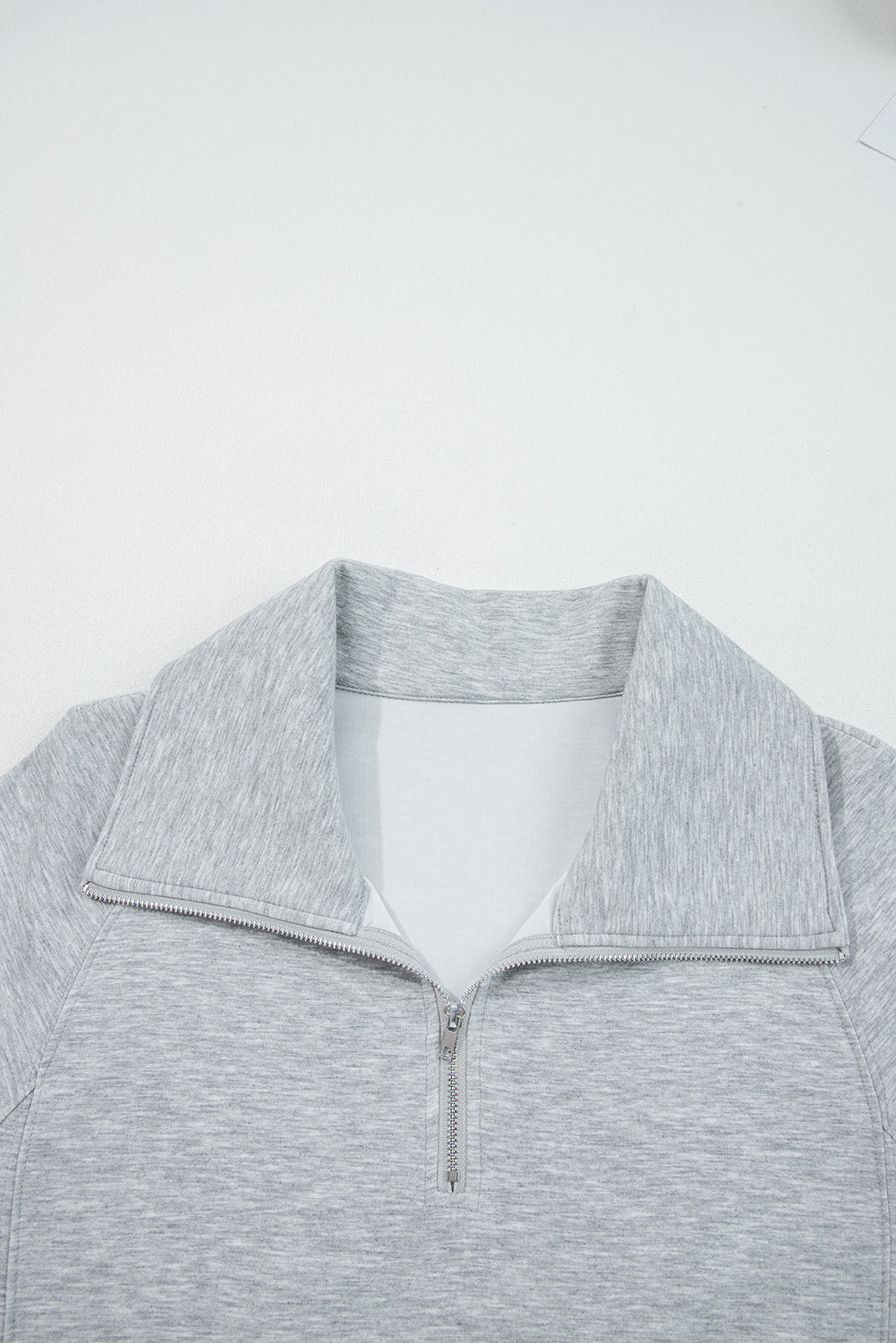 Women's Light Grey Casual Long Sleeve Zip Collar Top & Drawstring Pants Set - Stylish, Comfortable, Ideal for Daily Wear