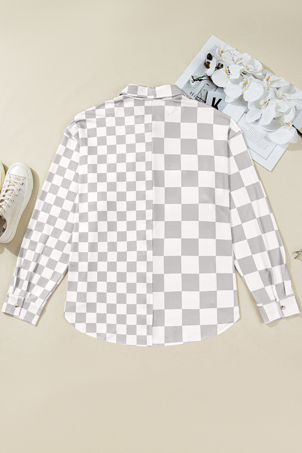 Stylish Women's Khaki Checkered Casual Western Jacket with Button Front, Ideal for Everyday Chic Looks