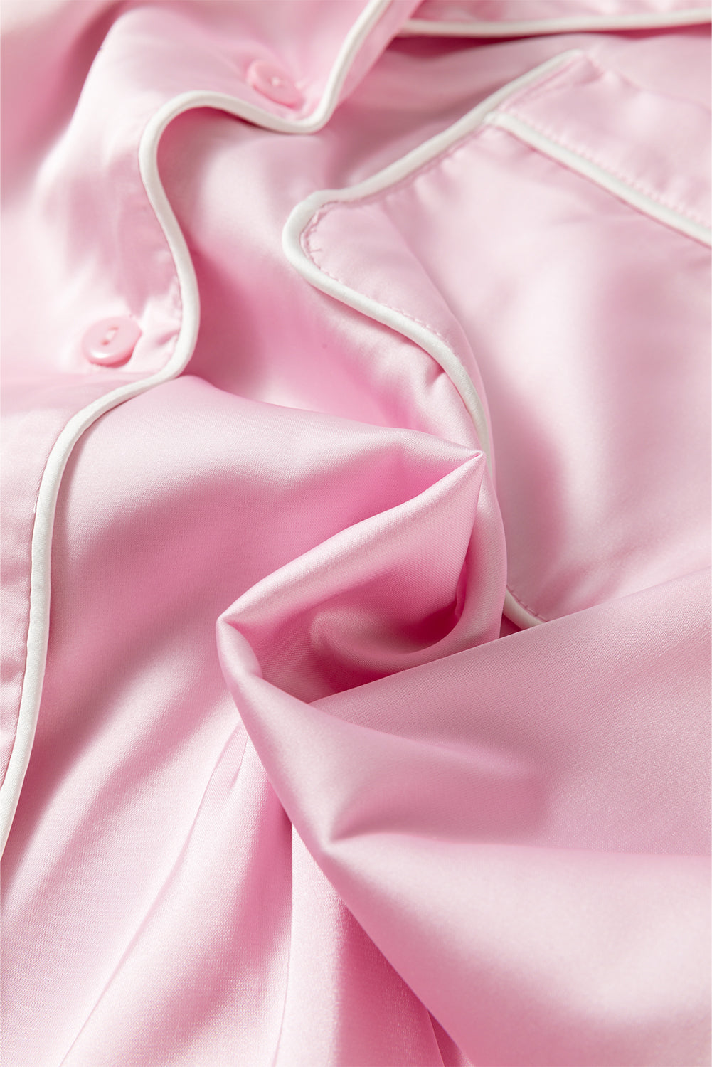 Women's Chic Light Pink Satin Lounge Set with Knot Accent Top & Ruffled Pants - Ideal for Stylish Relaxation and Outings