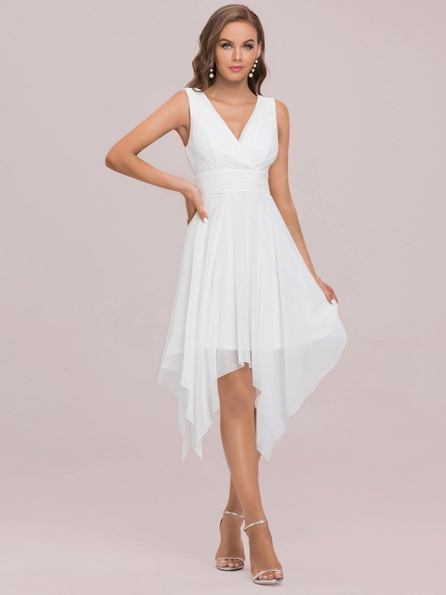 Elegant Knee-Length Chiffon Bridesmaid Dress with Unique Hem