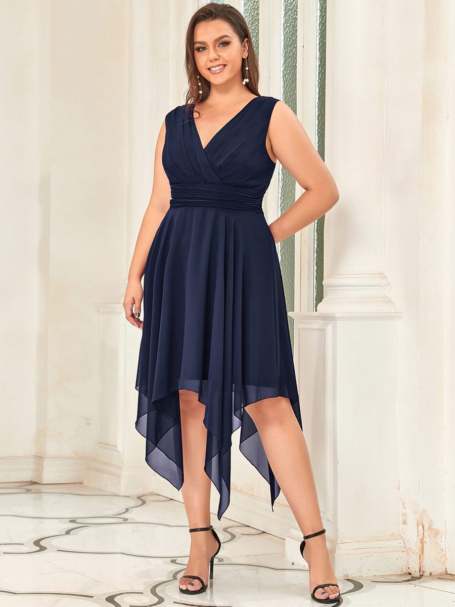 Elegant Knee-Length Chiffon Bridesmaid Dress with Unique Hem