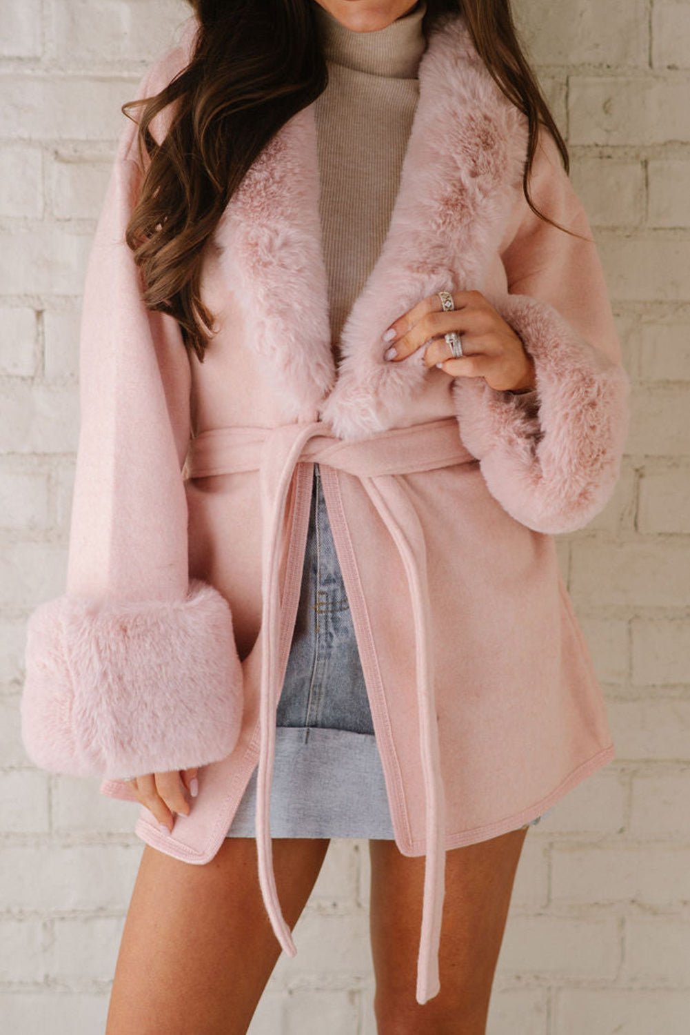 elegant plus size women's belted patchwork overcoat with collar and cuffs - ideal for stylish layering in chic colors with practical styling and
