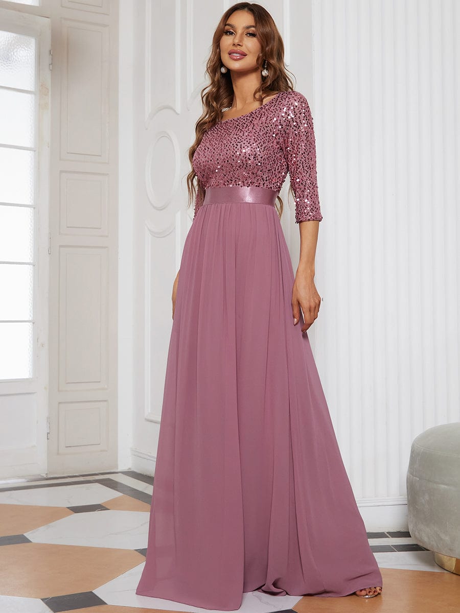 Sparkling Sequined A-Line Evening Dress
