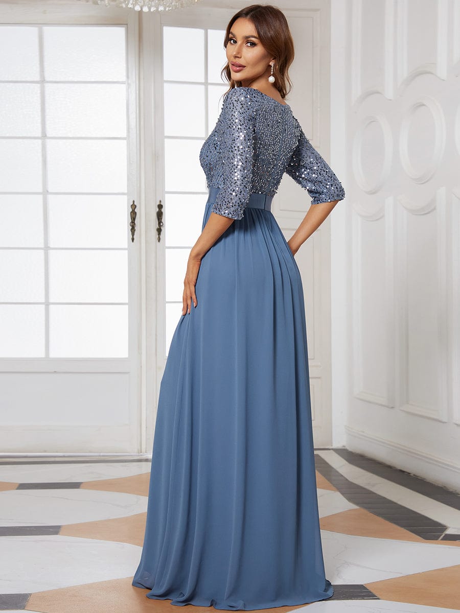 Sparkling Sequined A-Line Evening Dress
