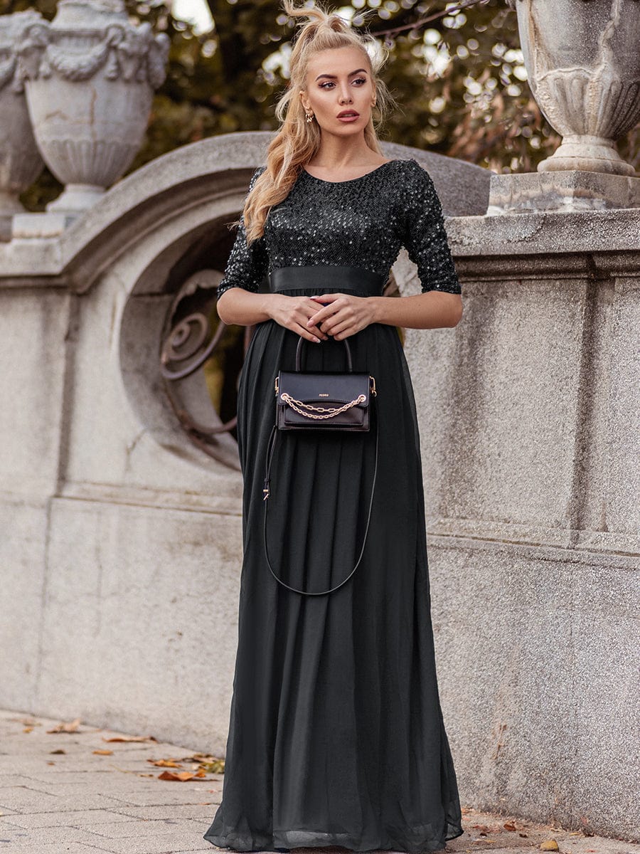 Sparkling Sequined A-Line Evening Dress