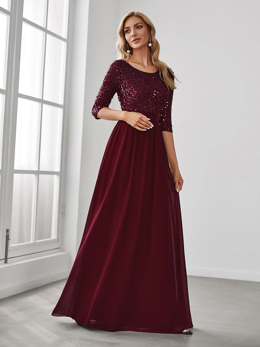 Sparkling Sequined A-Line Evening Dress
