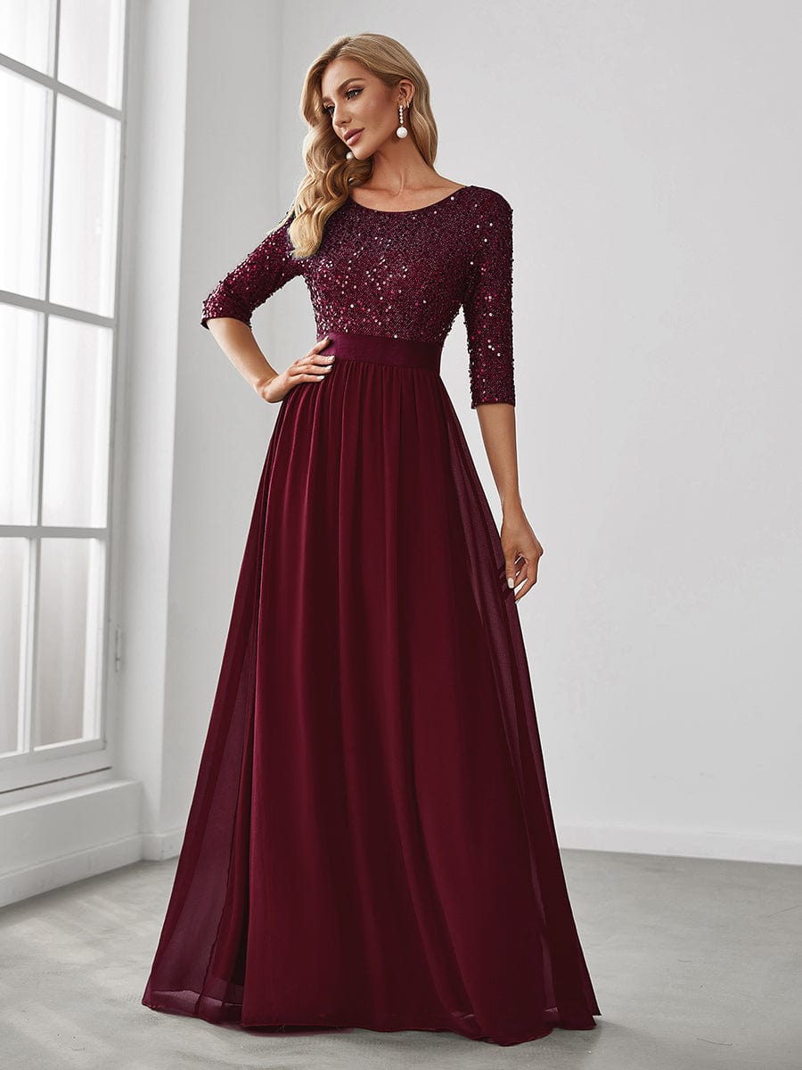 Sparkling Sequined A-Line Evening Dress