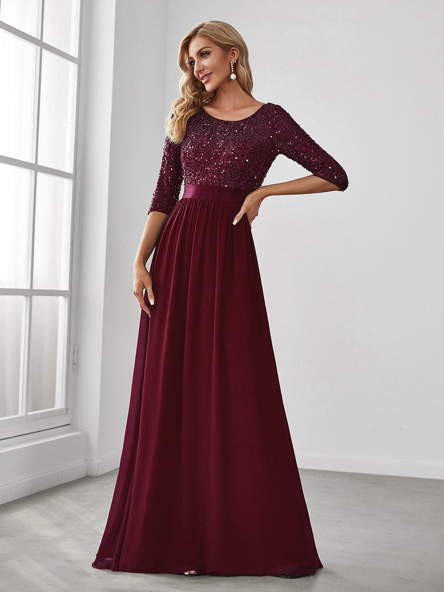 Sparkling Sequined A-Line Evening Dress