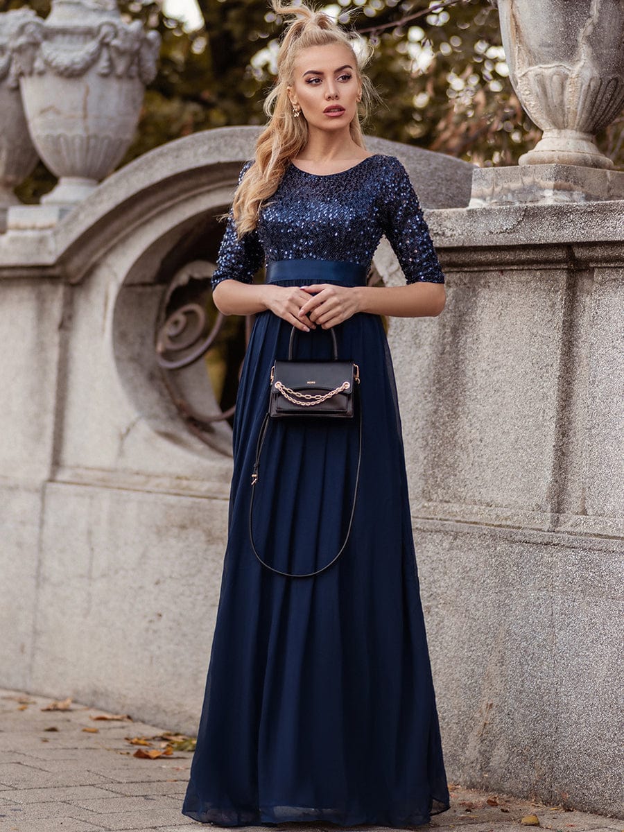 Sparkling Sequined A-Line Evening Dress