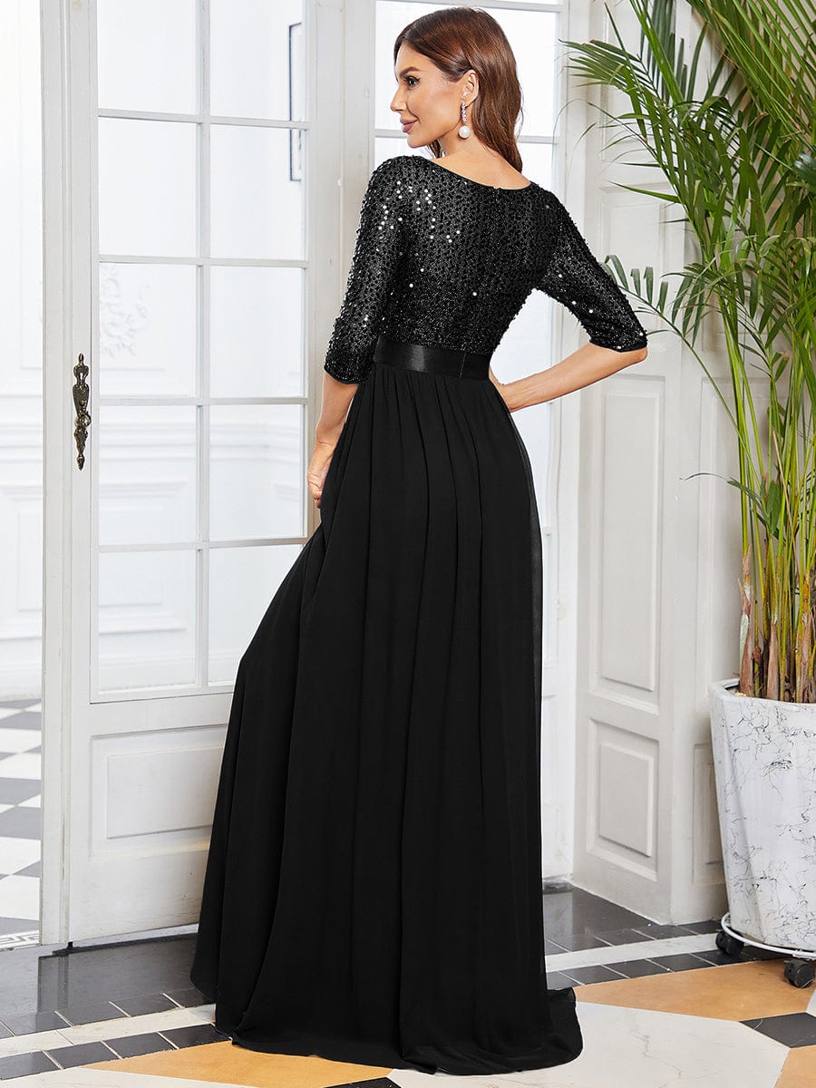 Sparkling Sequined A-Line Evening Dress