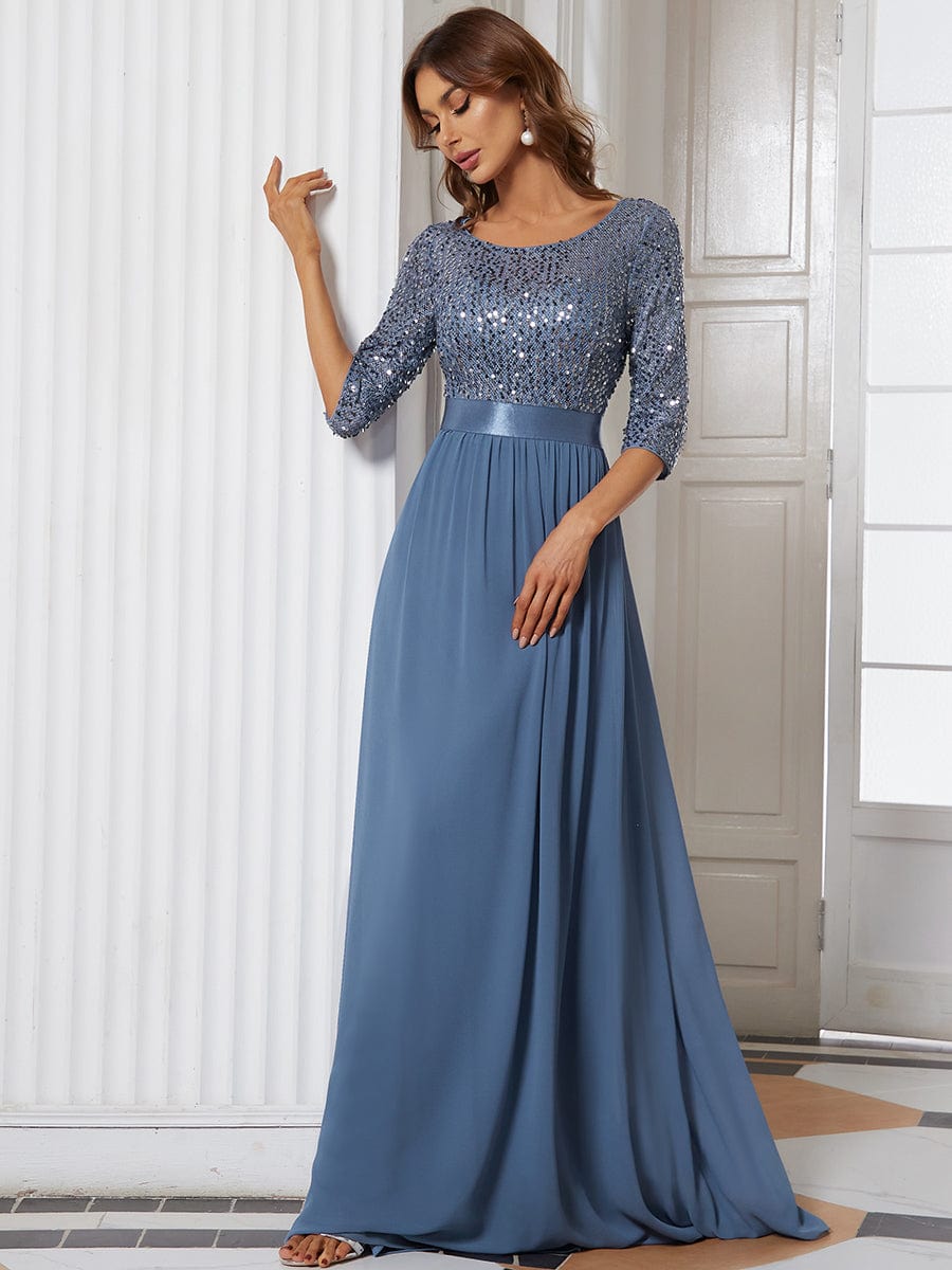 Sparkling Sequined A-Line Evening Dress