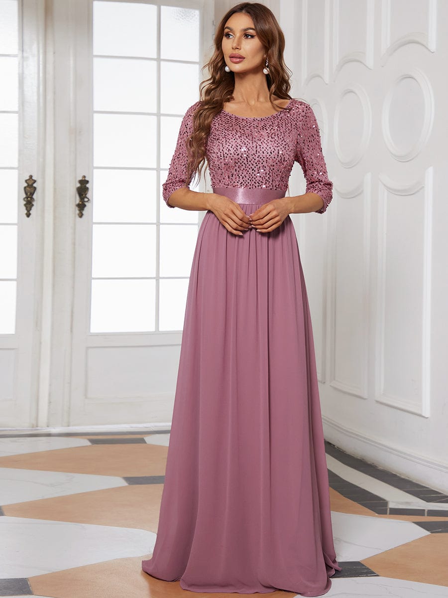 Sparkling Sequined A-Line Evening Dress