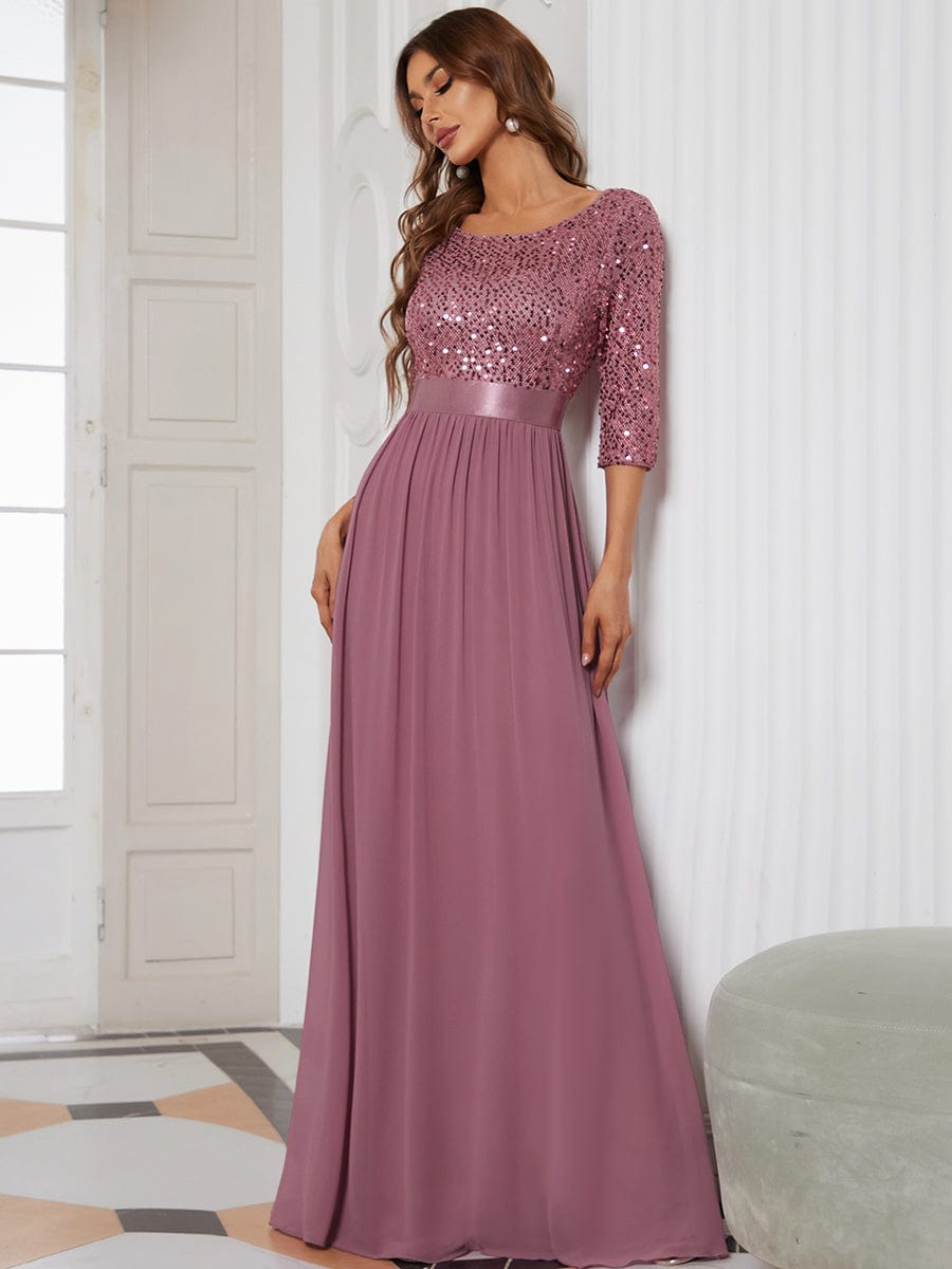 Sparkling Sequined A-Line Evening Dress