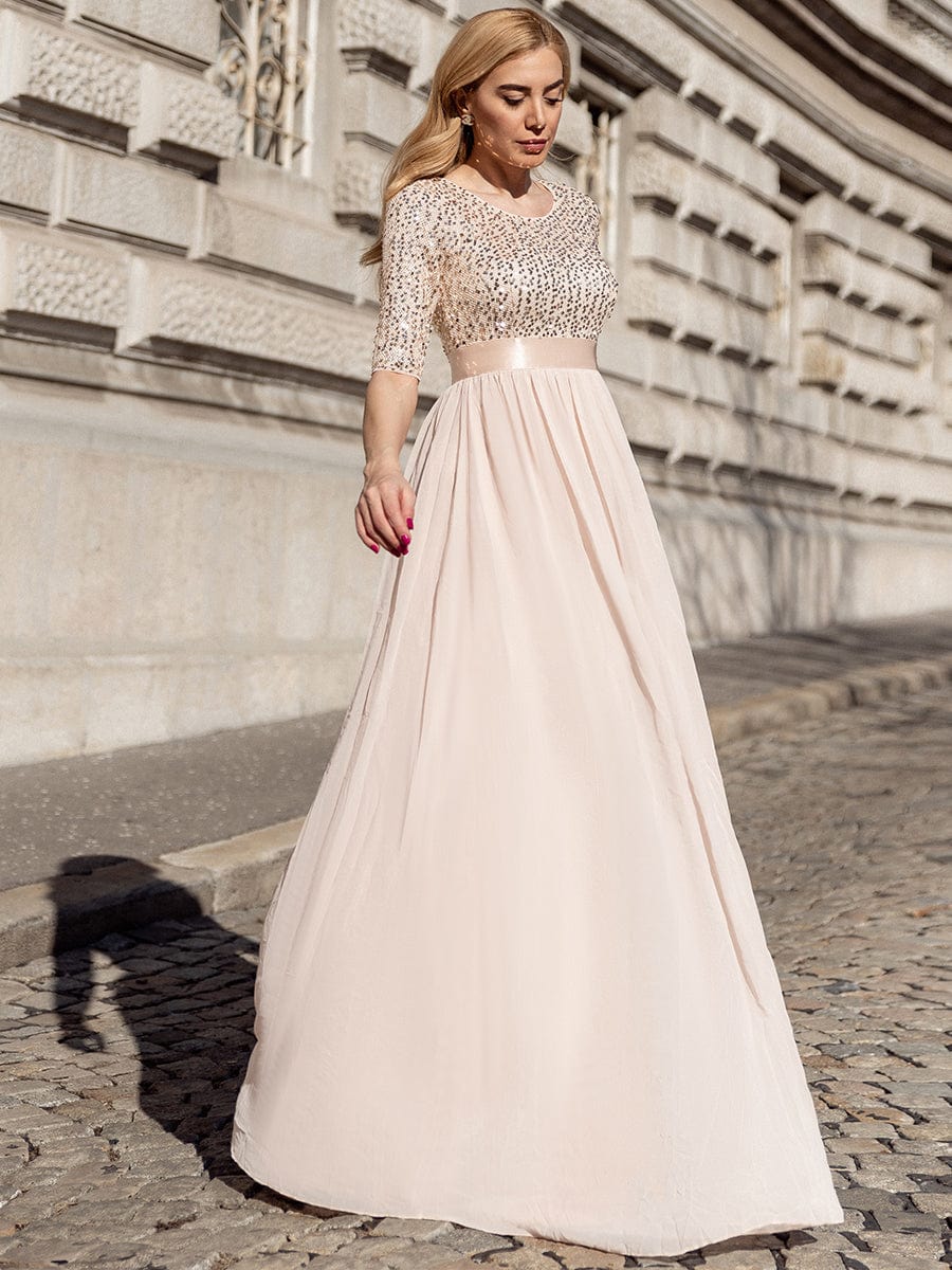 Sparkling Sequined A-Line Evening Dress