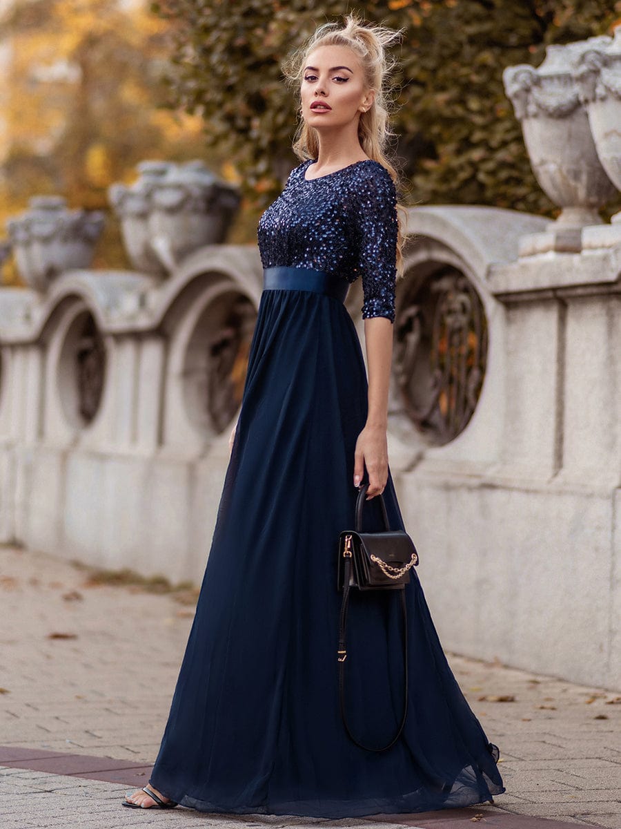 Sparkling Sequined A-Line Evening Dress