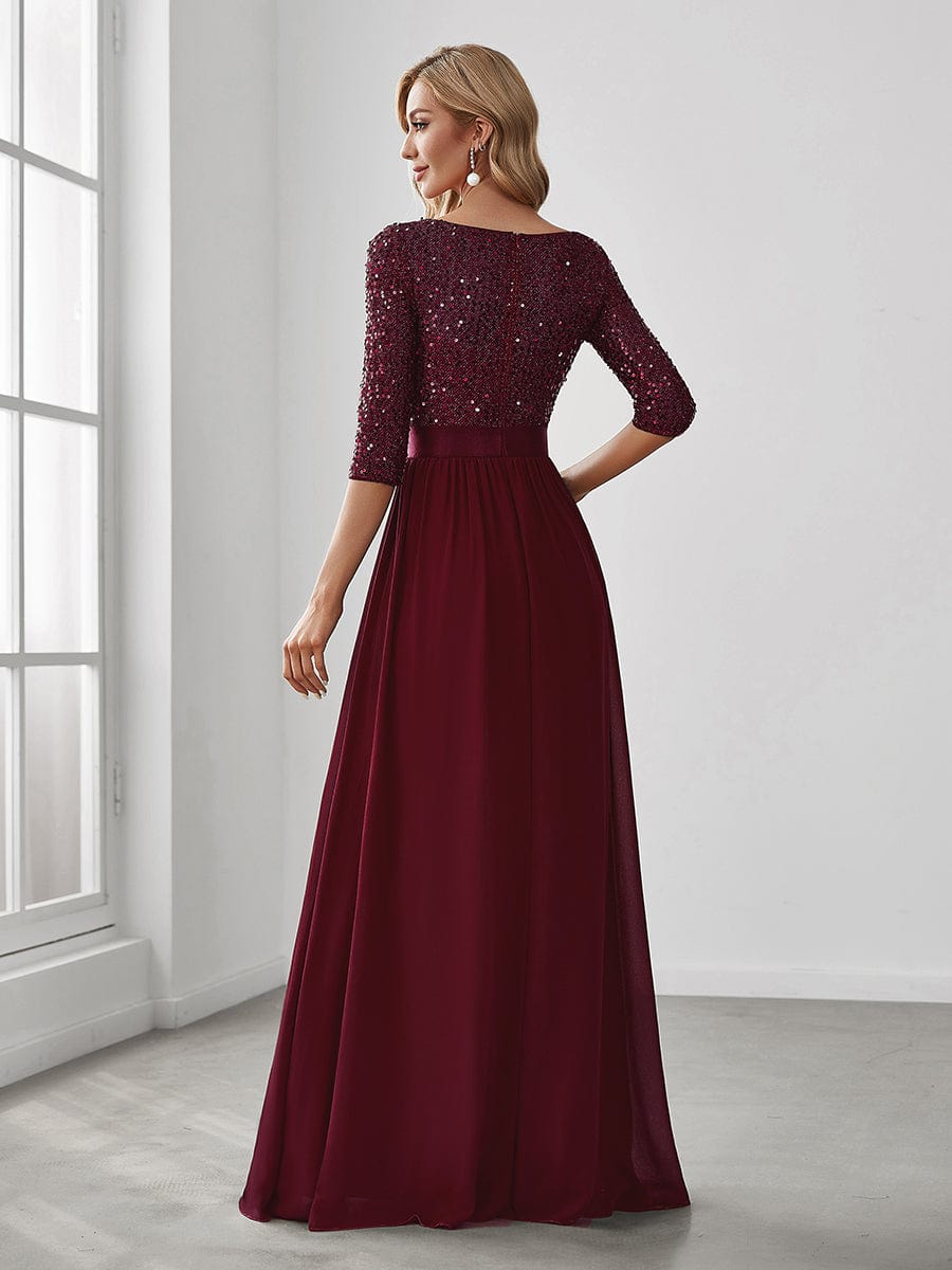 Sparkling Sequined A-Line Evening Dress