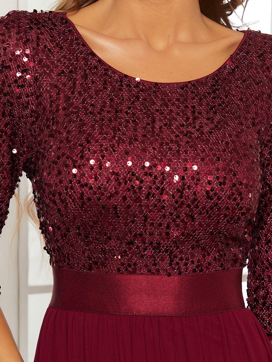 Sparkling Sequined A-Line Evening Dress