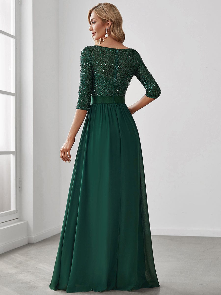 Sparkling Sequined A-Line Evening Dress