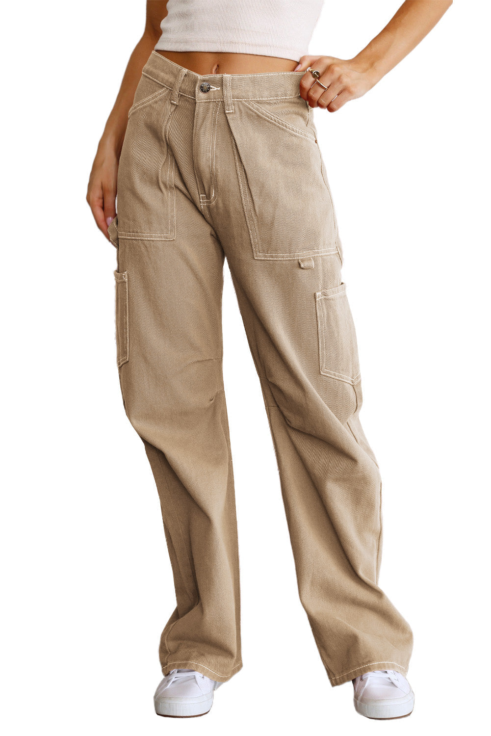 Chic Women's Relaxed Fit Cargo Pants in Versatile Colors, Ideal for Casual Outings with Functional Pockets