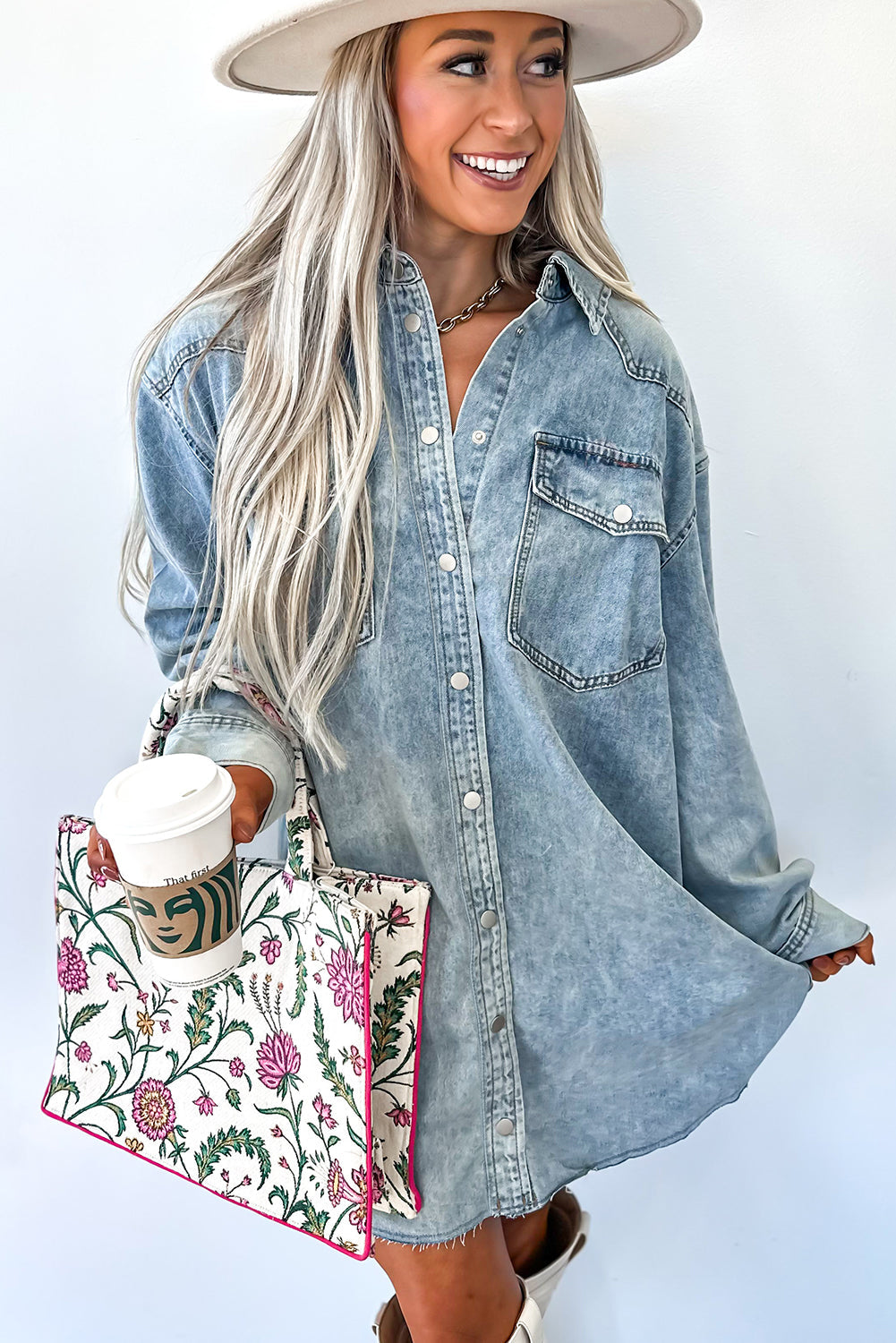Stylish Women's Blue Denim Shirt Dress with Adjustable Belt for a Flattering Everyday Fit and Effortless Style
