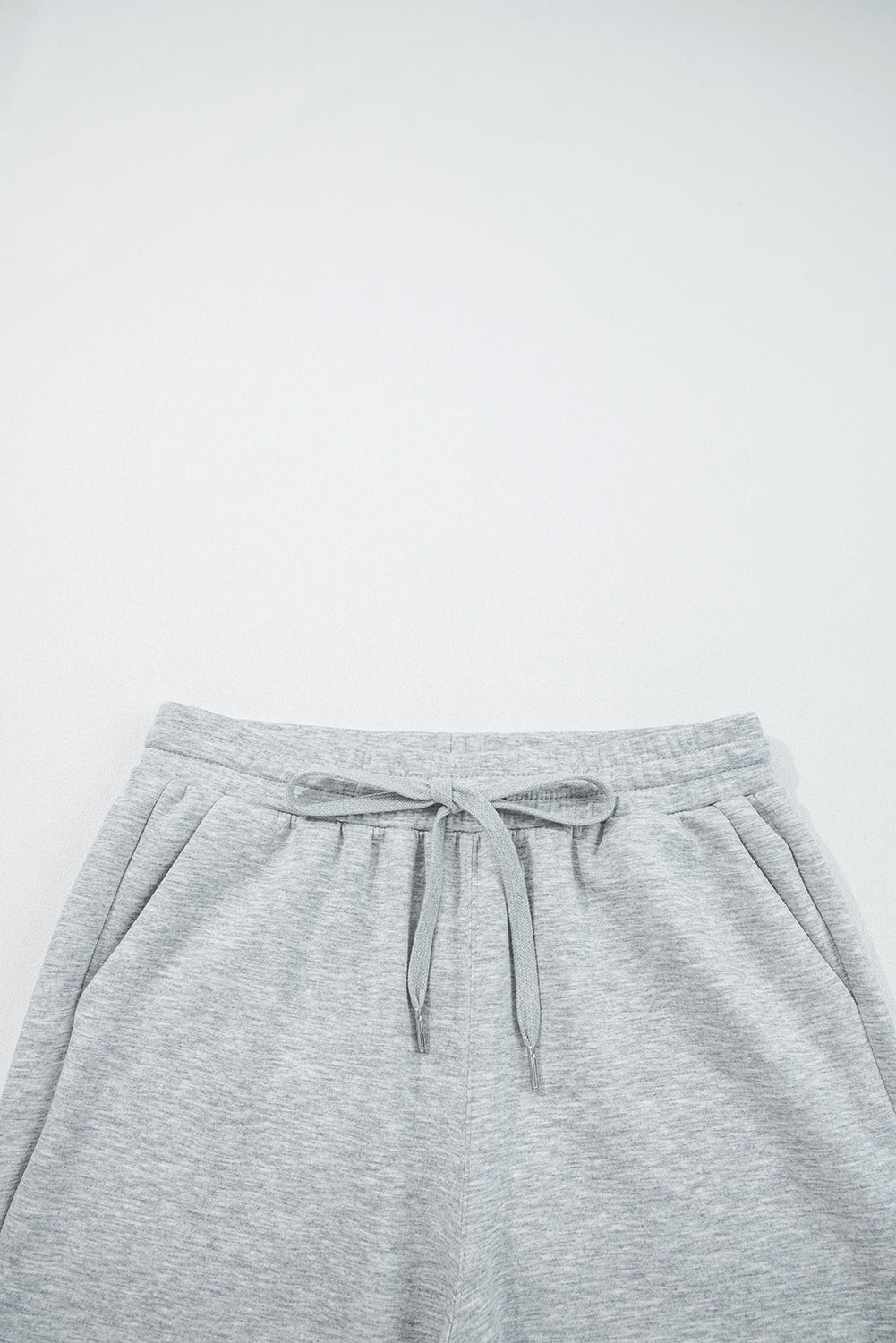 Women's Light Grey Casual Long Sleeve Zip Collar Top & Drawstring Pants Set - Stylish, Comfortable, Ideal for Daily Wear
