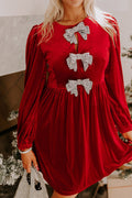 Chic Red Velvet Dress for Women - Classic Fit, Ideal for Parties, Events, and Special Occasions