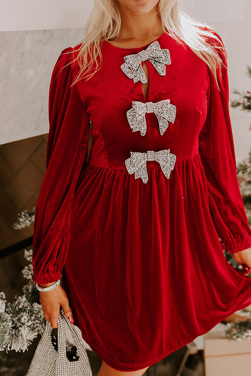 Chic Red Velvet Dress for Women - Classic Fit, Ideal for Parties, Events, and Special Occasions