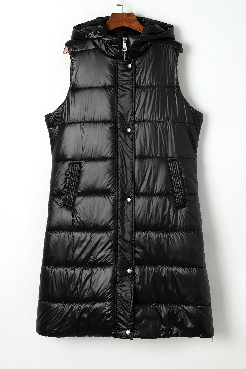 Stylish Women's Black Hooded Quilted Vest Coat - Warm Fall & Winter Layering Essential for Chic Casual Looks