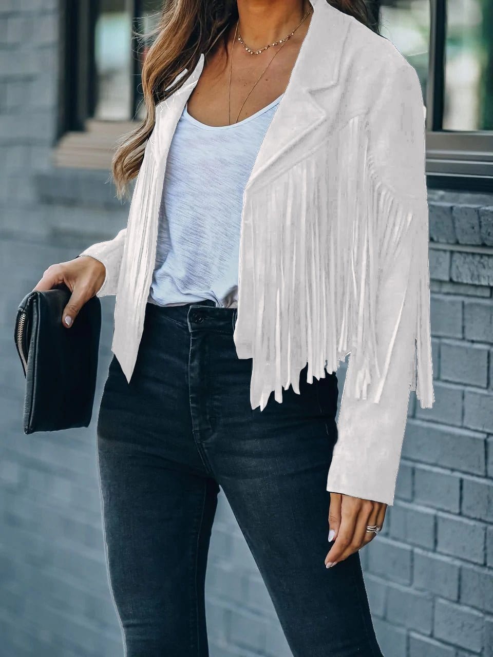 Suede-Texture Western Fringe Lapel Jacket with practical styling and dependable silhouette control.
